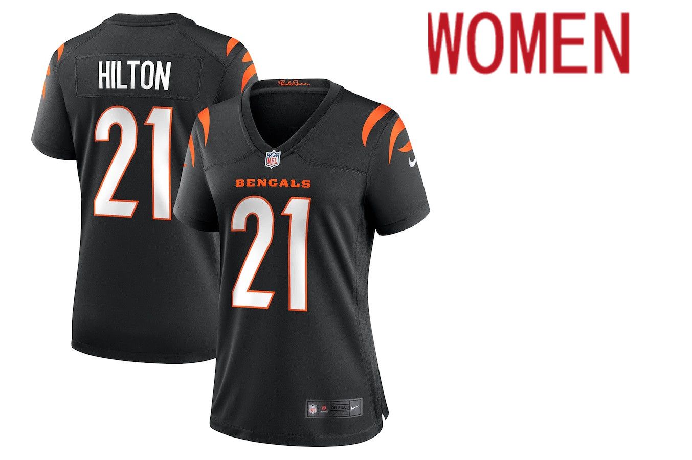 Women Cincinnati Bengals 21 Mike Hilton Nike Black Game Player NFL Jersey